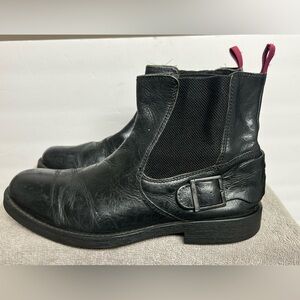 Clarks x Norton Spin Mens Black Leather Slip On Chelsea Boots SZ 10 M Cafe Racer